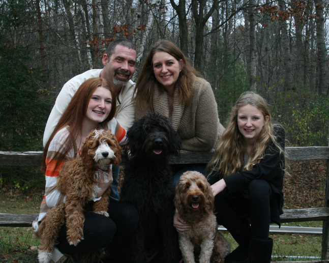 The Hickory Hills family with their doodles